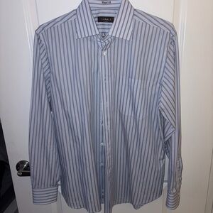 Canali Men's Dress Shirt with Blue and White Stripes
